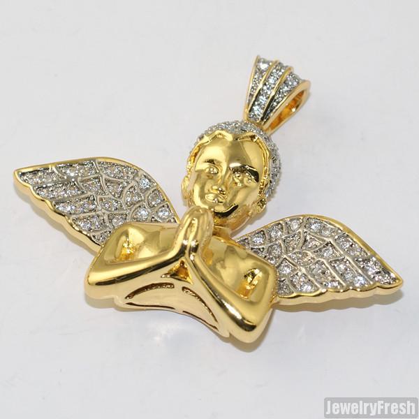 Gold Praying Angel Lab Diamond Pendant