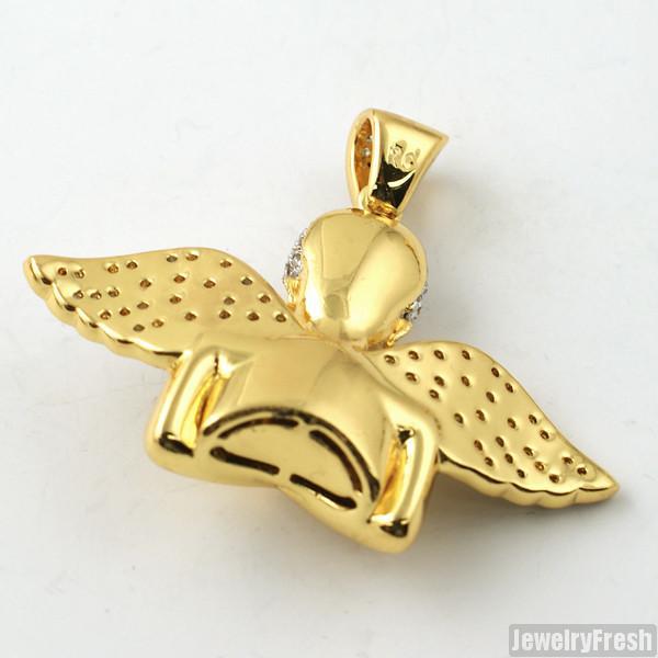Gold Praying Angel Lab Diamond Pendant