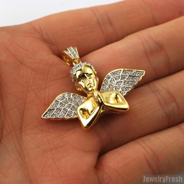 Gold Praying Angel Lab Diamond Pendant