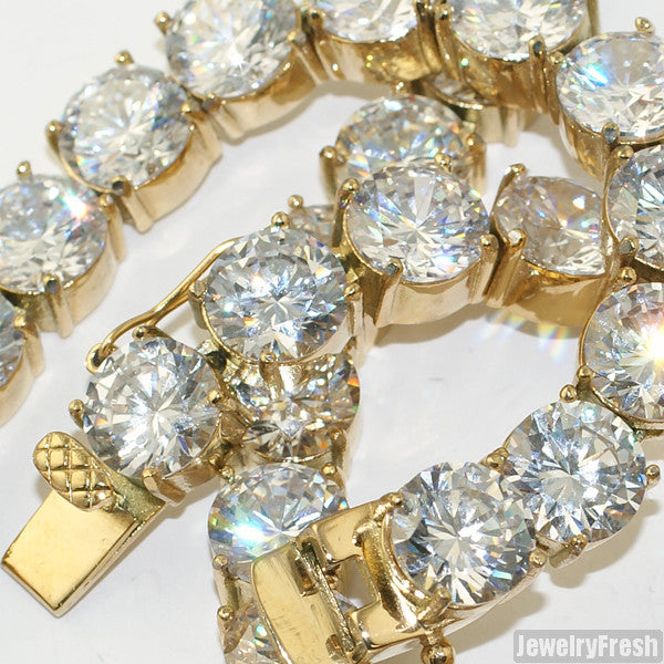 14k Gold IP 10MM Jumbo Flawless CZ Iced Out Chain