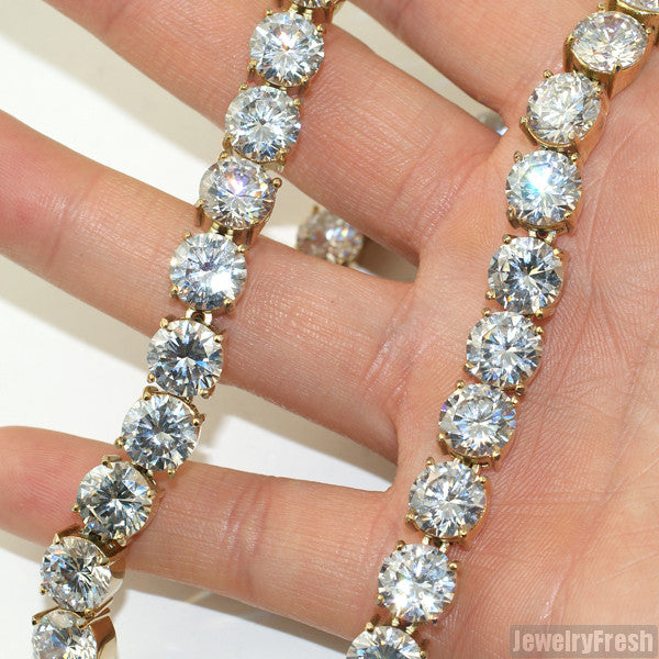 14k Gold IP 10MM Jumbo Flawless CZ Iced Out Chain