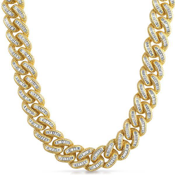 Exotic Baguette Lab Diamond Gold Cuban Chain