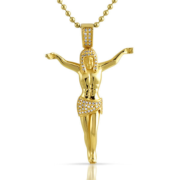 0.45 CTW Genuine Diamond Gold Jesus Crucifix