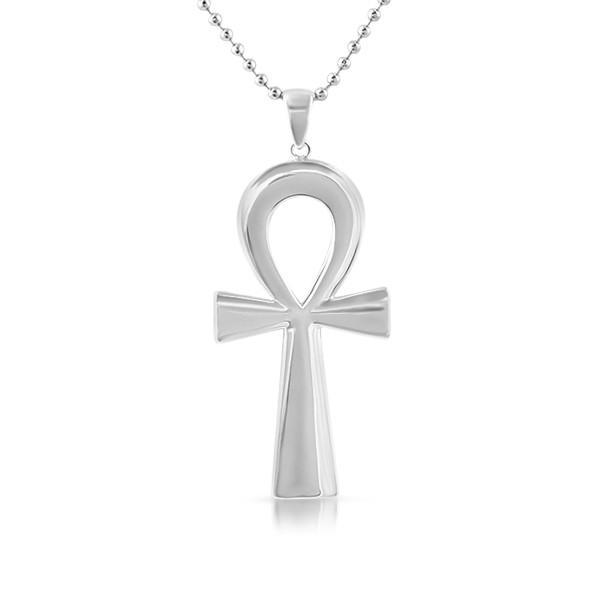 Silver Polished Egyptian Ankh Pendant With Chain – JewelryFresh