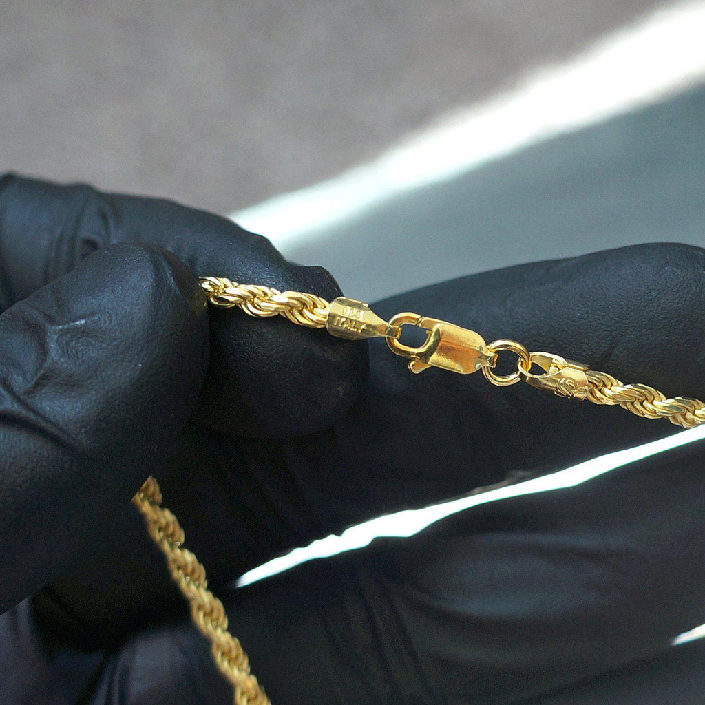 14K Gold 3mm Italian Diamond Cut Rope Chain
