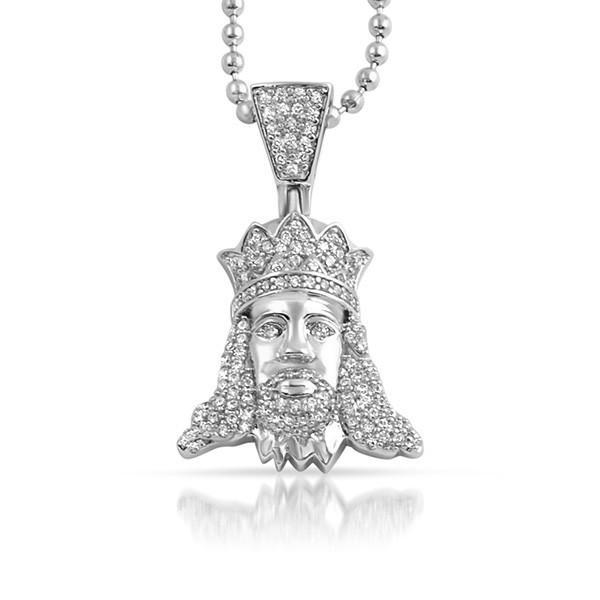 Silver Young Jesus Iced Out Pendant
