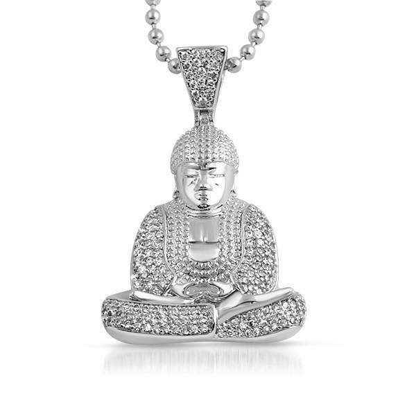 Silver Sitting Thai Buddha CZ Pendant
