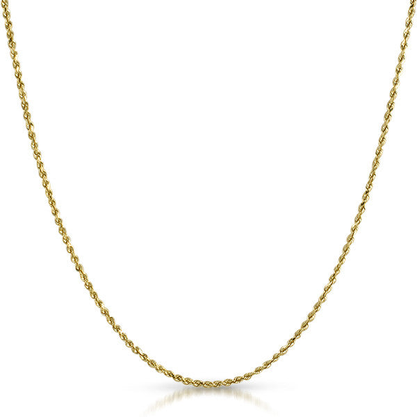 1.5mm Solid Rope Genuine 10K Gold Chain