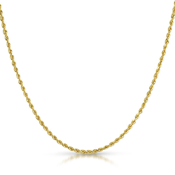 2mm Solid Rope Genuine 10K Gold Chain