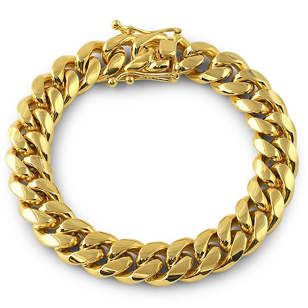 12mm Gold Premium Miami Cuban Bracelet