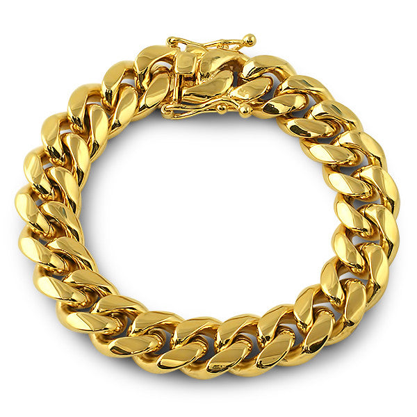 14mm Gold Premium Miami Cuban Bracelet