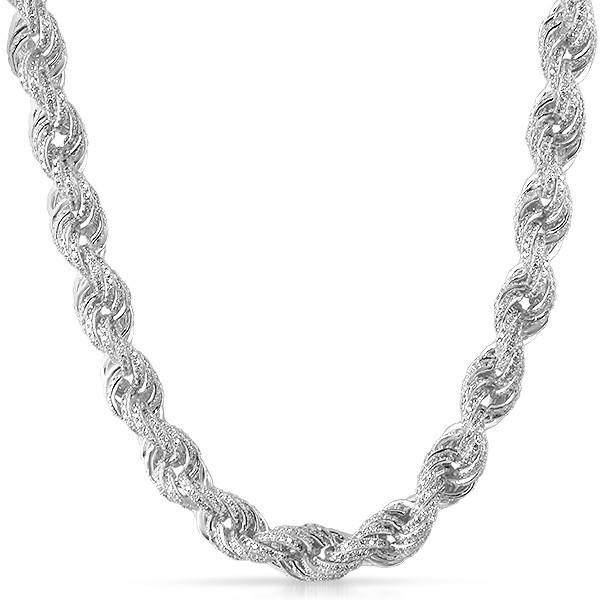 11mm Sterling Silver Iced Out Rope Chain