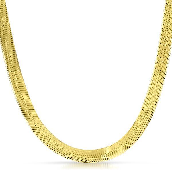 9mm Gold 925 Silver Italian Herringbone Chain