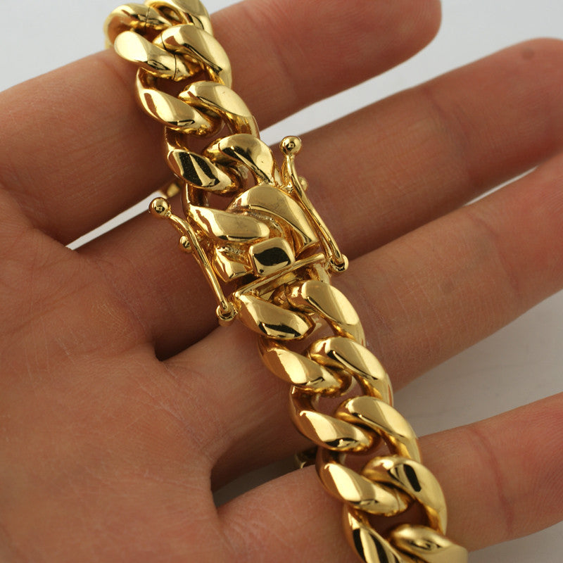 14mm Gold Premium Miami Cuban Bracelet