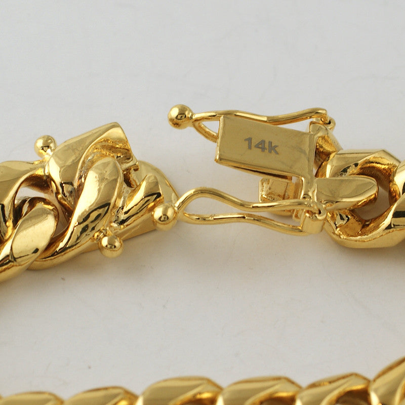 14mm Gold Premium Miami Cuban Bracelet