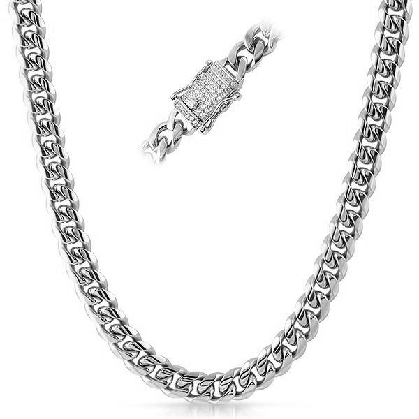 10mm Iced Clasp Stainless Steel Premium Cuban Chain