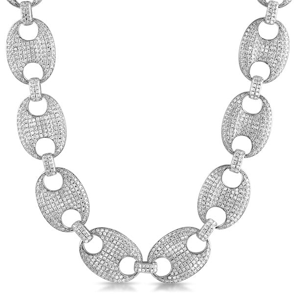 Rhodium Fully Loaded 24mm Iced Mariner Chain
