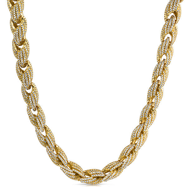 Gold 10mm Iced Out Rope Chain