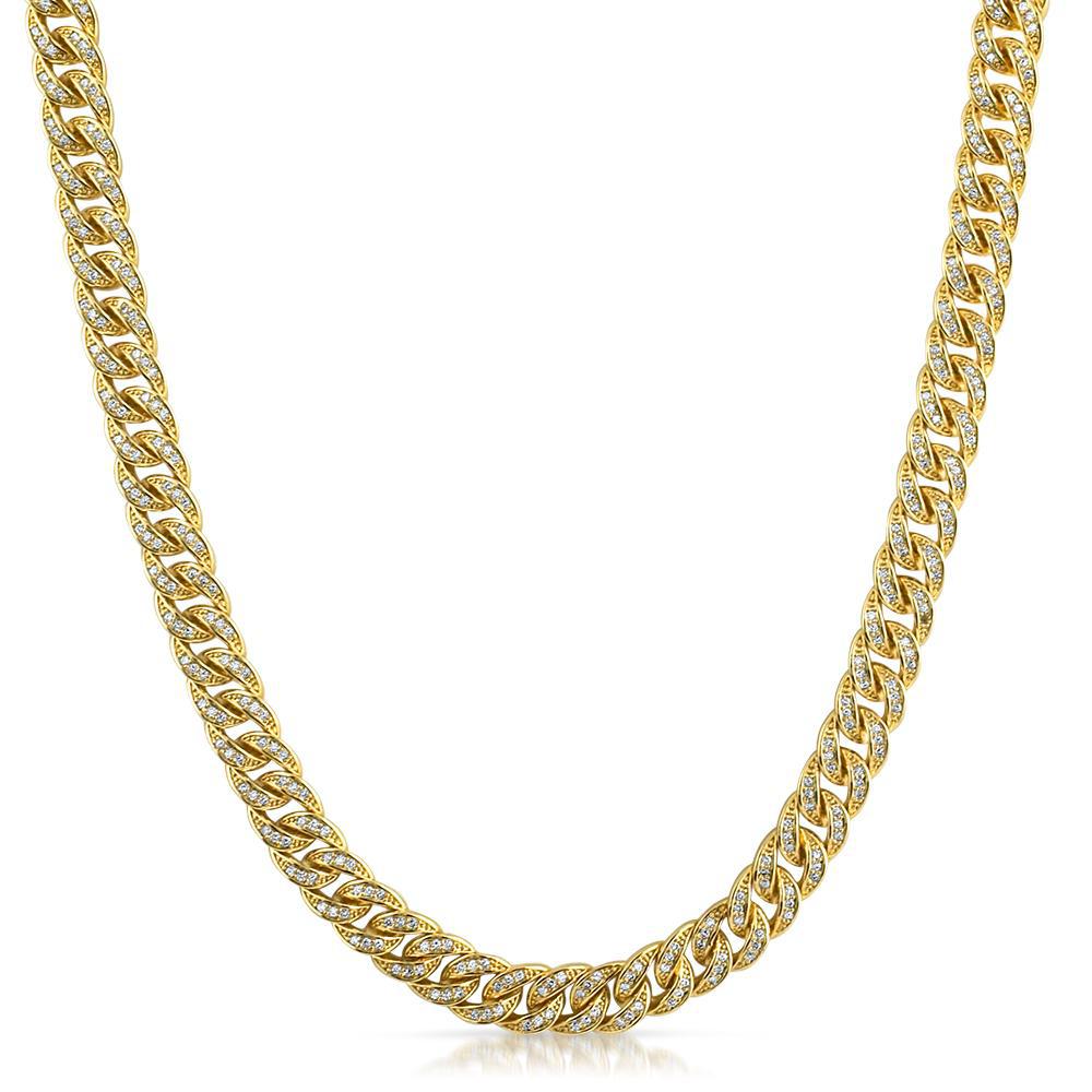 18K Gold Finish 8mm Iced Out Miami Cuban Chain