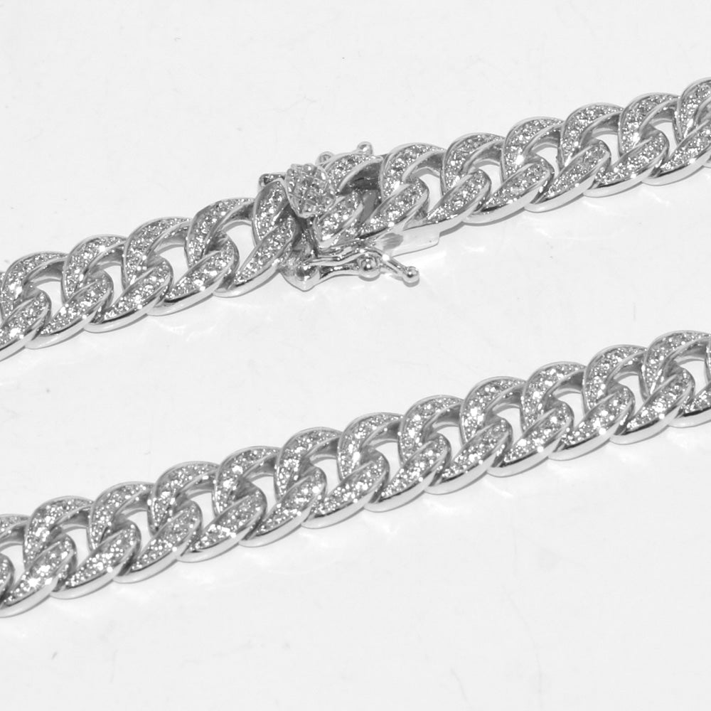 White Gold 8mm Iced Out Miami Cuban Chain