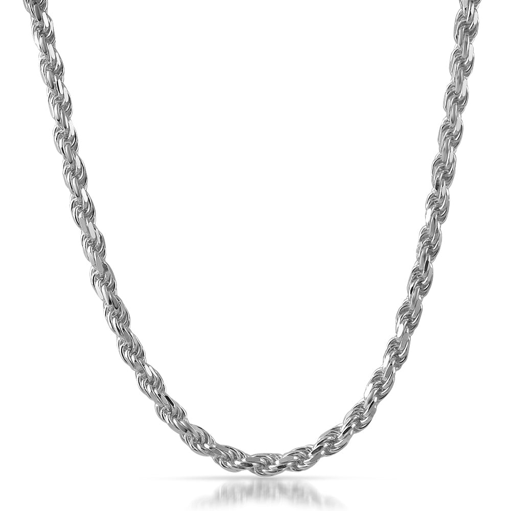 5mm Large 925 Silver Diamond Cut Rope Chain