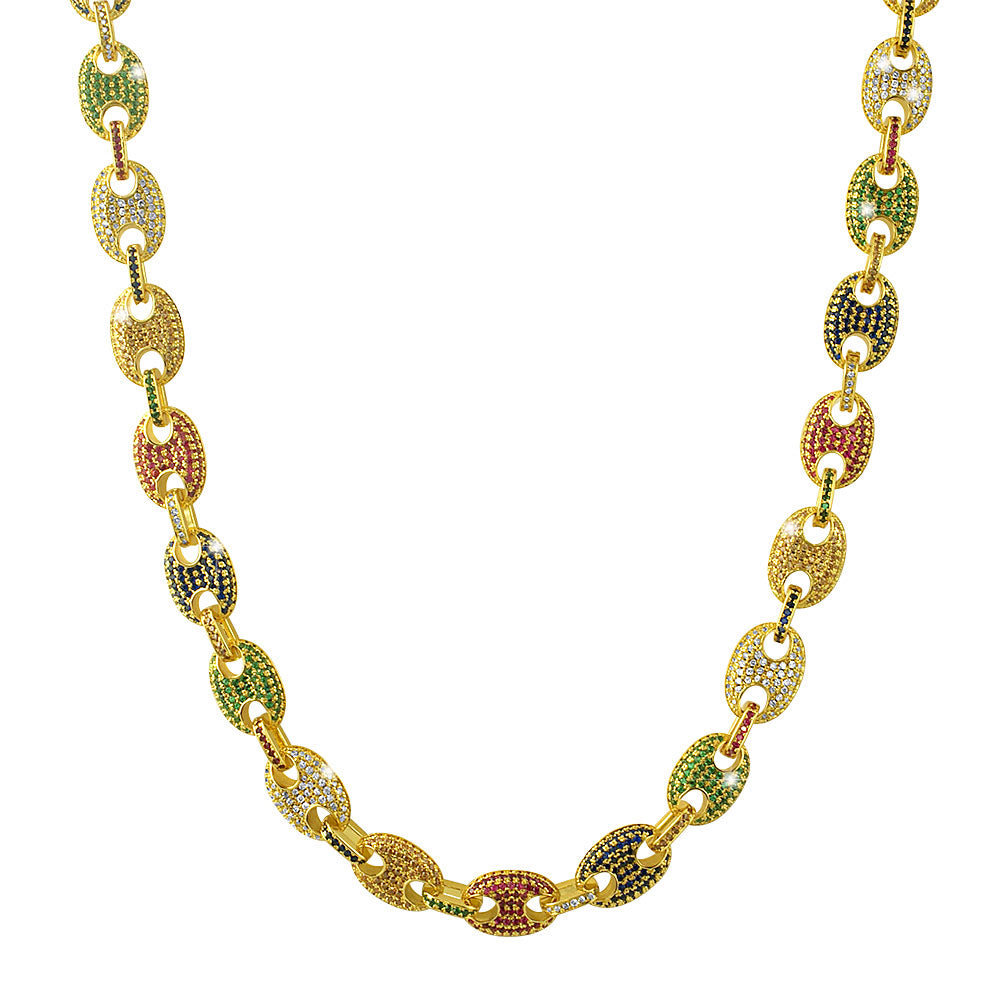 Gold Crazy Colors Iced Out Mariner Chain