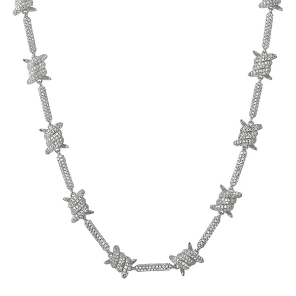 送税込【King Ice】BARBED WIRE CHAIN 10MM 10mm Iced Barbed Wire Chain | Hip Hop Jewelry | King Ice