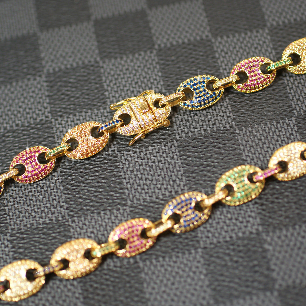 Gold Crazy Colors Iced Out Mariner Chain