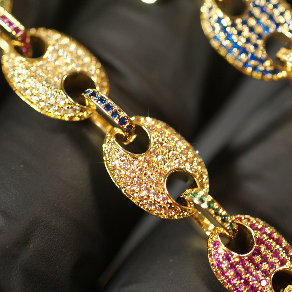 Gold Crazy Colors Iced Out Mariner Chain