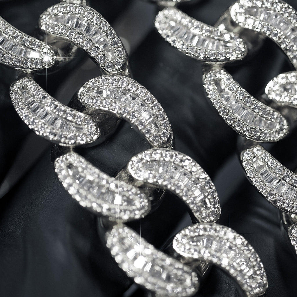 18mm Baguette Diamond Cuban Chain