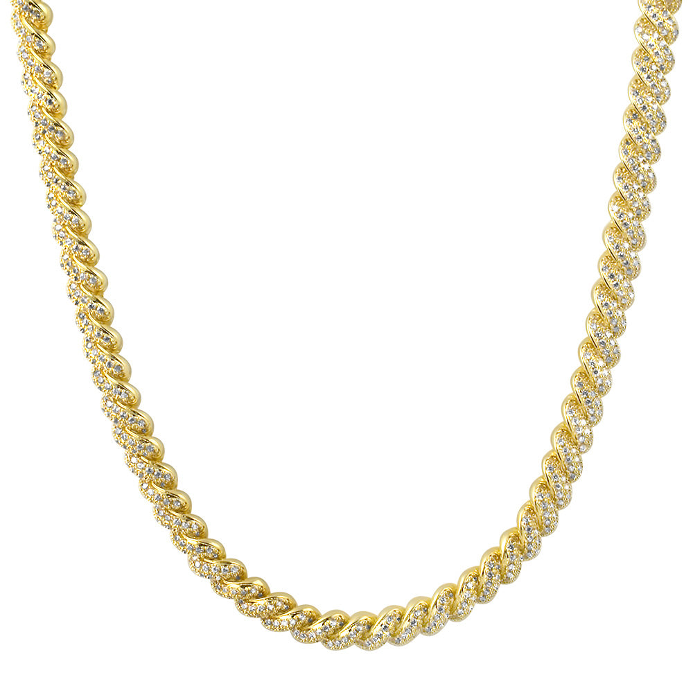 8mm Gold Braided Rope Iced Out Chain