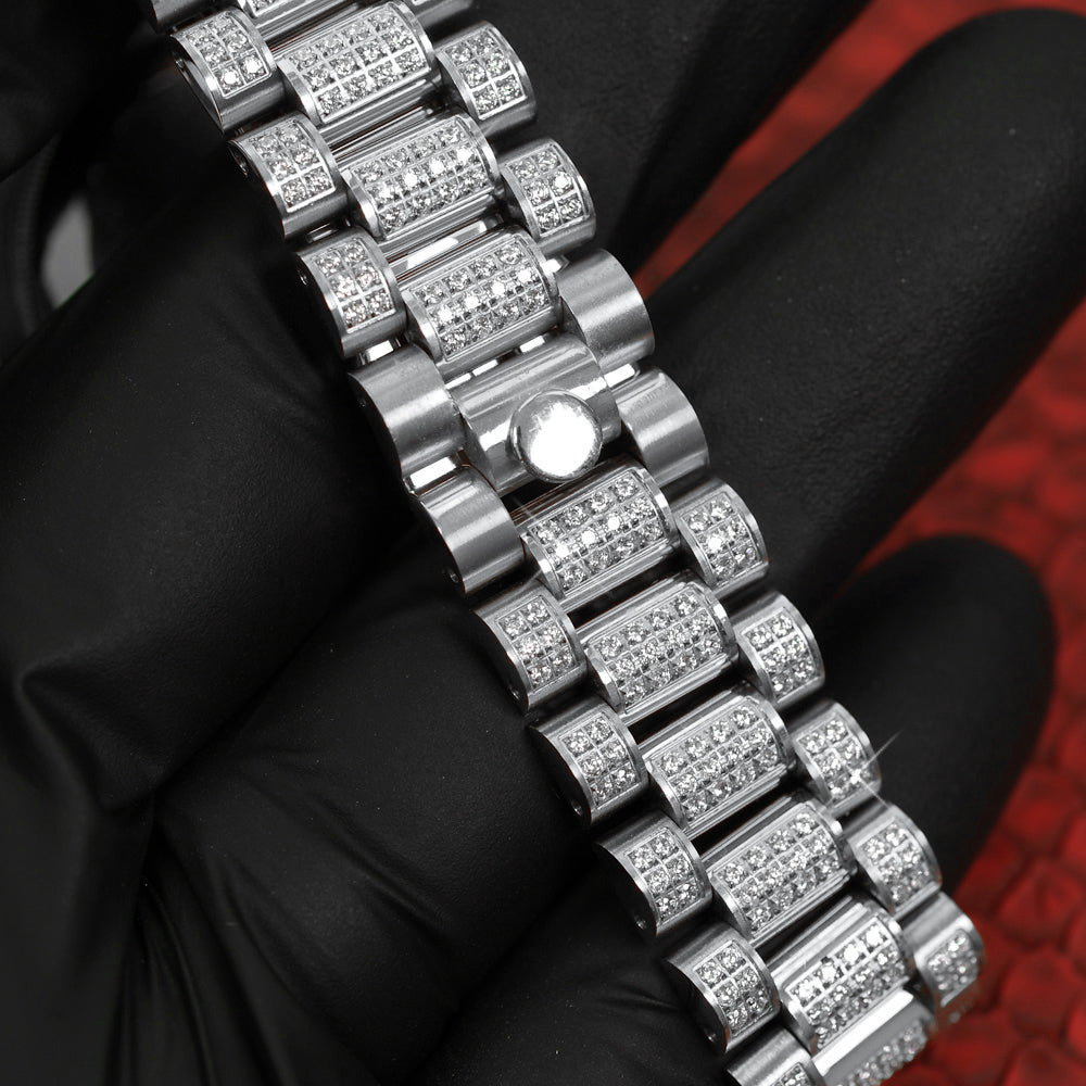 Mens Real Solid 925 Sterling Silver Presidential Custom Watch Link Bracelet  10mm