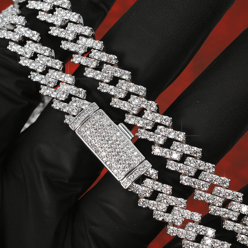 Prong Set Iced Out Straight Edge Cuban Chain
