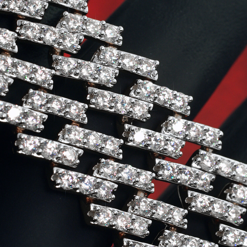 Prong Set Iced Out Straight Edge Cuban Chain
