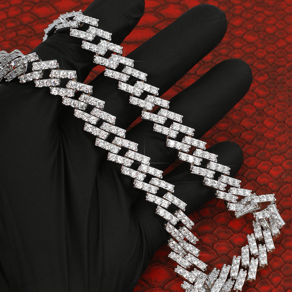 Prong Set Iced Out Straight Edge Cuban Chain