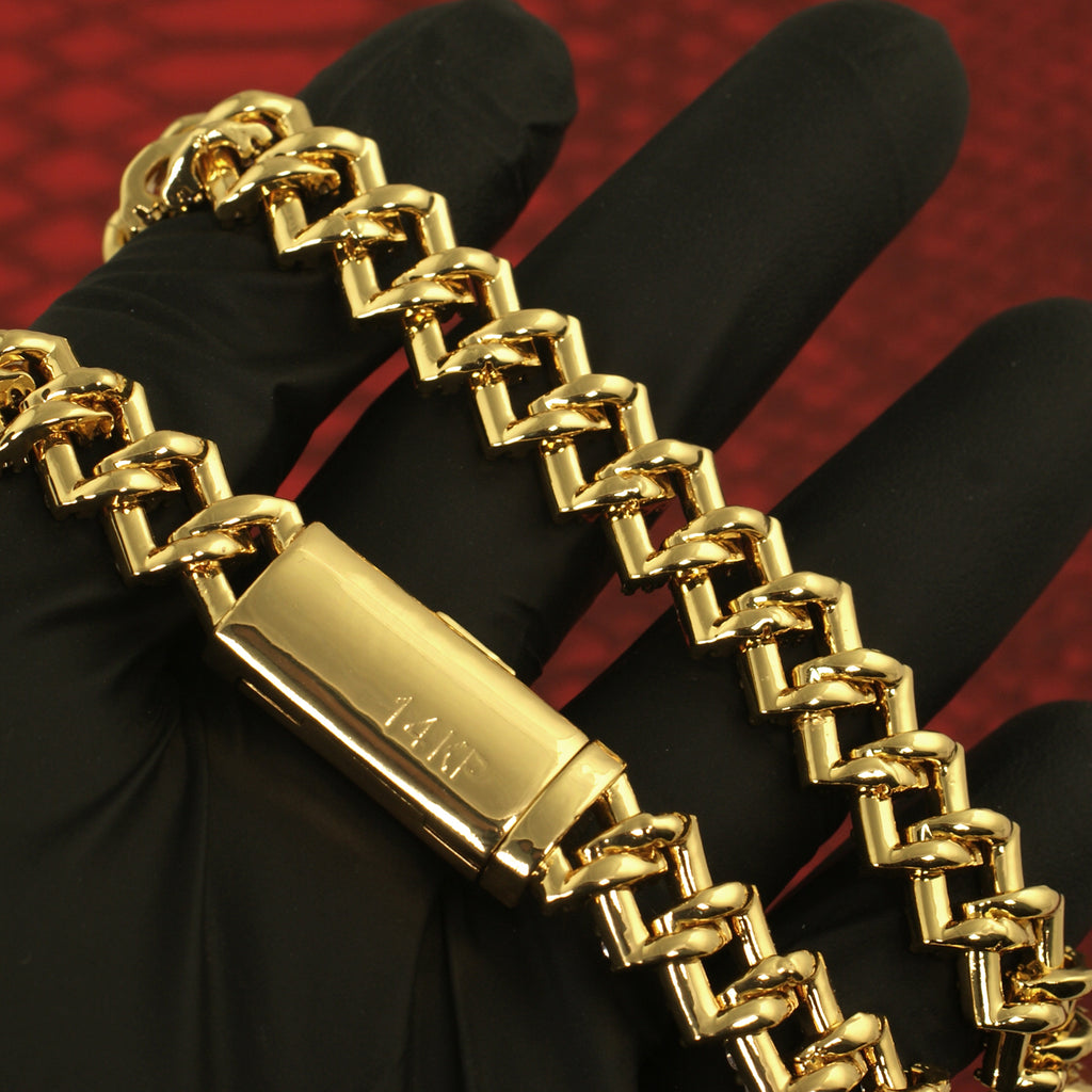 Prong Set Iced Out Straight Edge Cuban Chain