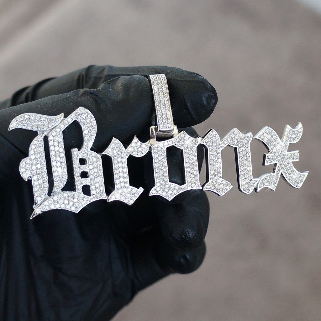 Old English Font Iced Out Custom Pendant