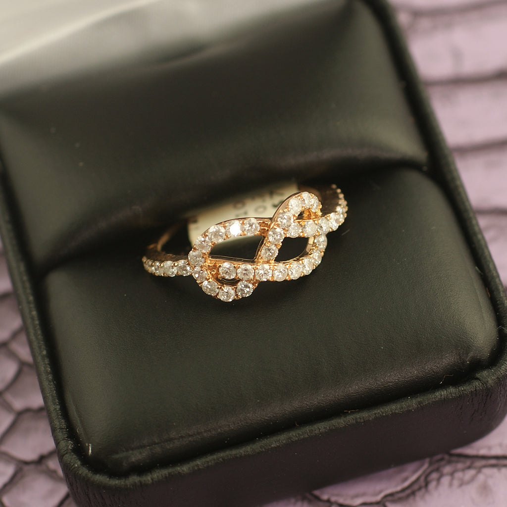 10K Rose Gold Infinity Knot 0.77 Carat Diamond Ring
