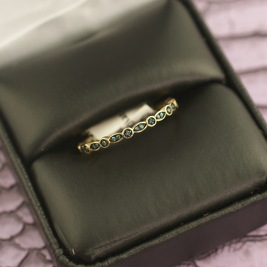 10K Gold 0.10 Carat Blue Diamond Ring