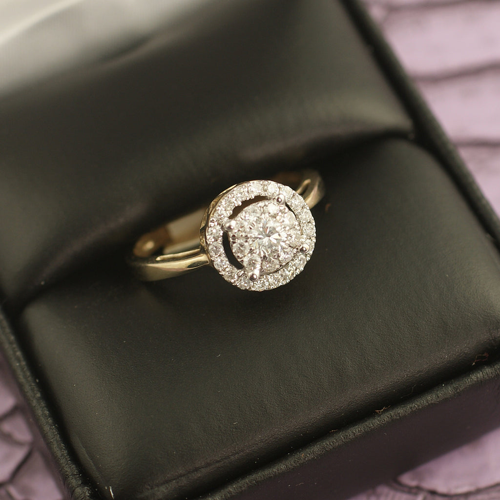 Gold 0.50 Carat Diamond Cluster Engagement Ring
