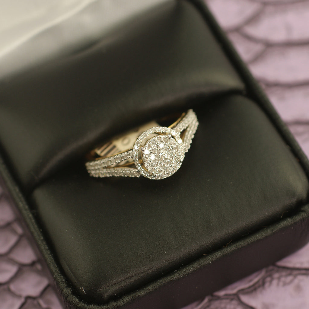 0.50 Carat Gold Halo Diamond Engagement Ring