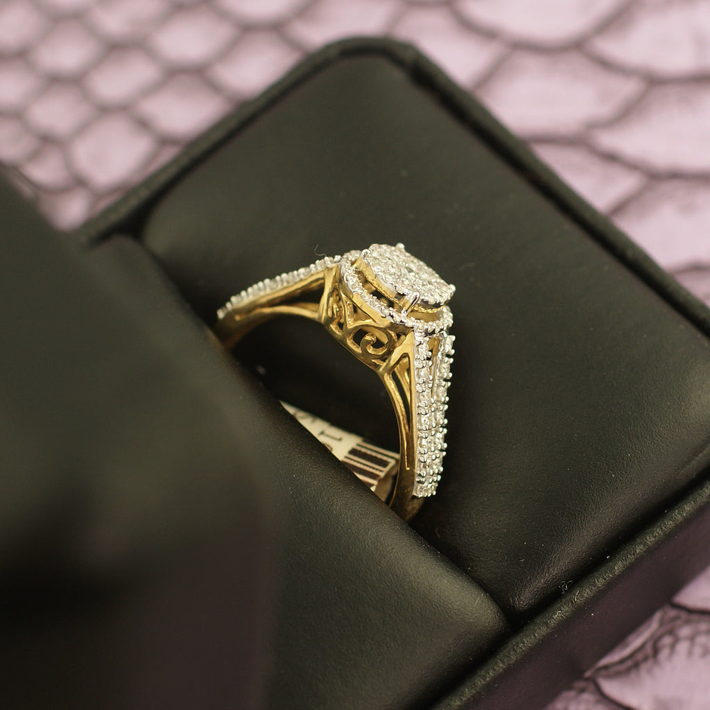 0.50 Carat Gold Halo Diamond Engagement Ring