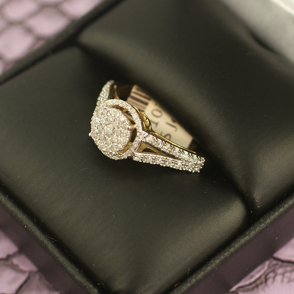 0.50 Carat Gold Halo Diamond Engagement Ring