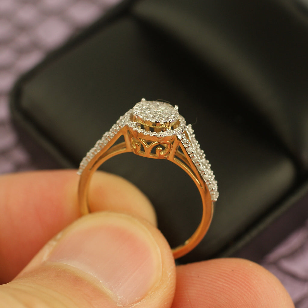 0.50 Carat Gold Halo Diamond Engagement Ring