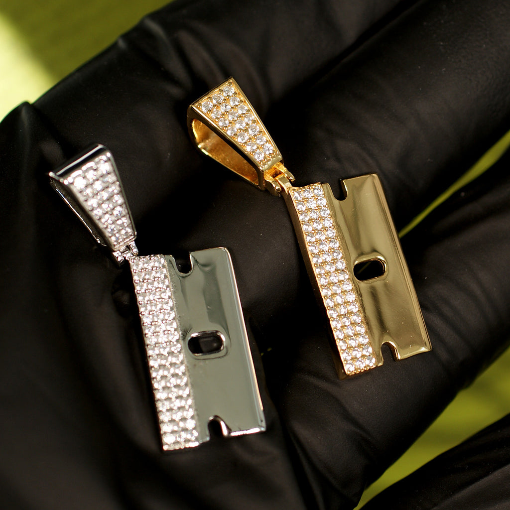 Gold 925 Silver Razor Blade Pendant – JewelryFresh