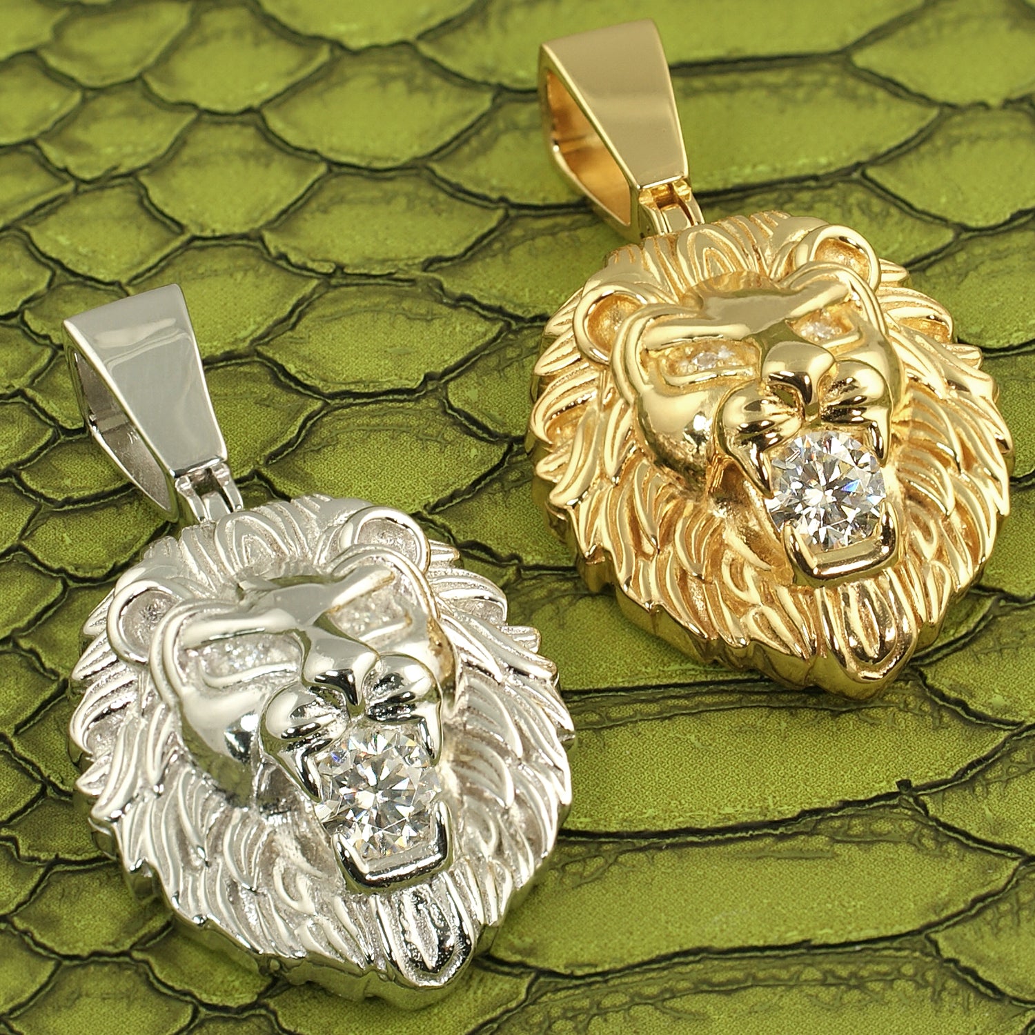 Gold plated lion head pendant sales