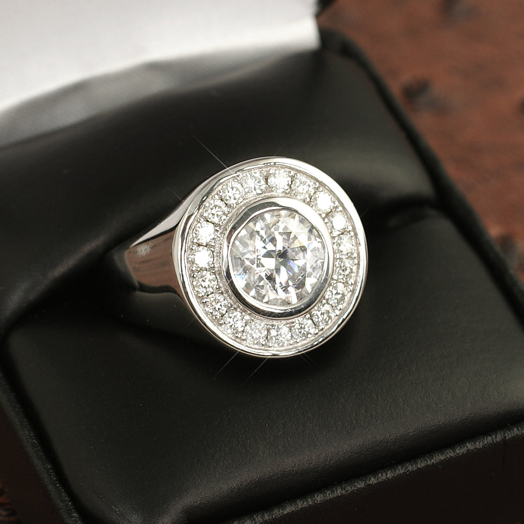 Certified VVS1 3.1 Carat Moissanite Godfather Ring
