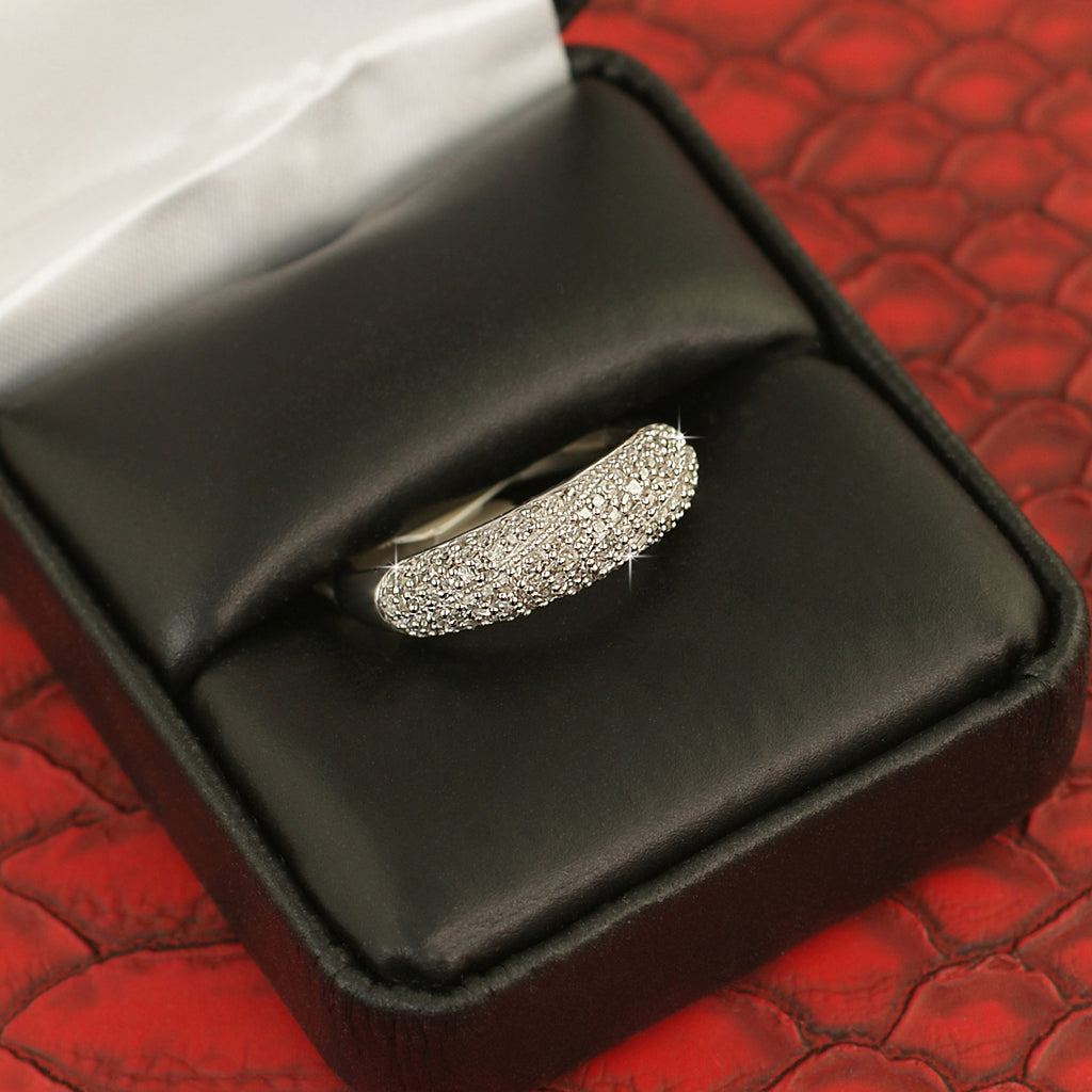 0.55 Carat Sterling Silver Micropave Diamond Ring