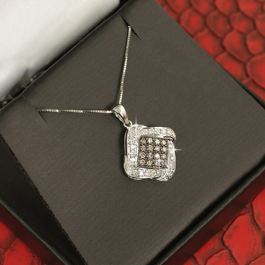 White Gold Fancy Champagne Diamonds 0.50 Carat Necklace