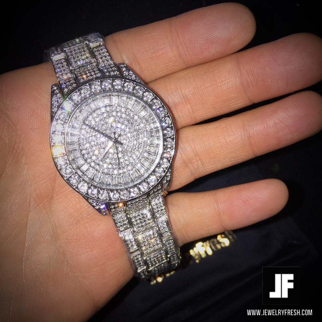 Rhodium 41MM Big Face Iced Out Watch